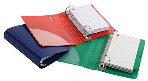 Oxford Index Card Binder with Dividers, 3 x 5, Color Will Vary, 50 Cards,1 Binder (73570),Assorted (Blue, Green, Red)