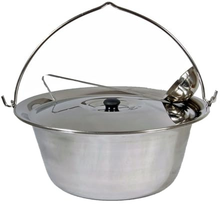 unbekannt Set Edelstahltopf Gulaschkessel 10 Liter + Deckel + GRATIS Schöpflöffel Suppentopf Hordentopf