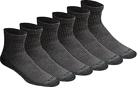 Dickies Men's Dri-Tech Moisture Control Quarter Socks, Available in M-XXL (6, 12, 18 Pairs), Charcoal (6 Pairs), Large