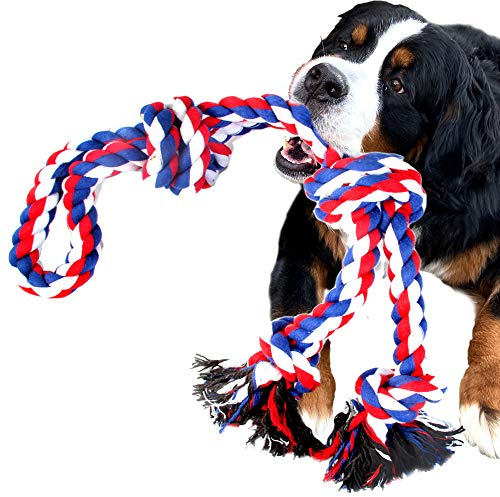 Youngever 100CM Chien Jouets en Corde pour Super Grand Chien, Chien Jouet Indestructible, Jouet Chien en corde pour Chien de Taille Super Grande (4 Nœud)