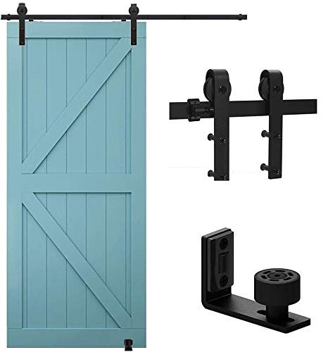 TSMST 170CM/5.6FT Sliding Door Track Barn Door Hardware Kit Closet Rail Roller Accessory Adjustable Floor Guide