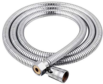 Ferrestock Fontastock Flexo de acero inoxidable Manguera de Ducha de 1,70 a 2 metros con juntas de latón, Rosca Hembra 1/2” y tuercas de sujeción cónica y hexagonal, Cromo (Antiguo modelo)