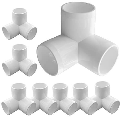 8Pack 1-1/4” PVC Fittings, 3-Way Elbow Fittings for Heavy Duty Furniture, Grade SCH40 3-Way PVC-Elbow Side Outlet Tees, 90 Degree Corner Elbow Fitting for Greenhouse Frame Tent Connections