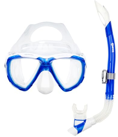 MARES Junior Trygon Snorkeling Combo, Mask & Snorkel Diving Set, Blue White/Clear