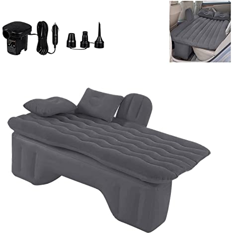 Dsplopk Auto-Luftmatratzen, Aufblasbare Luftmatratze, Autozubehör, Luftbett Automatratze Luftpumpe und 2 Aufsätze, Reisebett mit 2 Kissen und Tragetasche für Camping Wandern Reisen