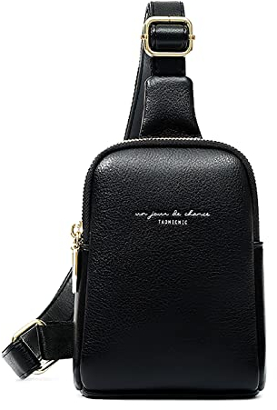 DIRRONA Mode Damen Kleine Umhängetasche Brusttasche lässig Damen Umhängetasche Wasserdicht PU Leder Crossbody Umhängetasche Verstellbarer Geeignet für Outdoor Radfahren Reisen Schwarz