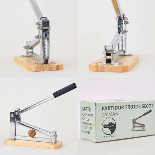 Evocalo Partidor de Almendras Montado para Funcionar Cascanueces Adaptable Sin Esfuerzo Muelle Palanca Caimán Incluye Caja