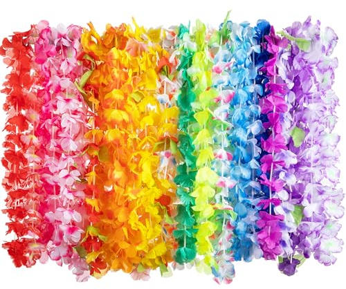JOYIN Toy 12 Counts Hawaiian Leis Bulk, Tropical Flower Lei Hawaiian Lei Beach Hawaii Luau Party Favors Decoration Birthday Party Supplies