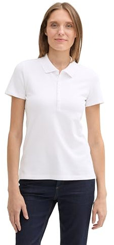 TOM TAILOR Damen 1044731 Piqueé Polo Shirt, 20000-White, Small