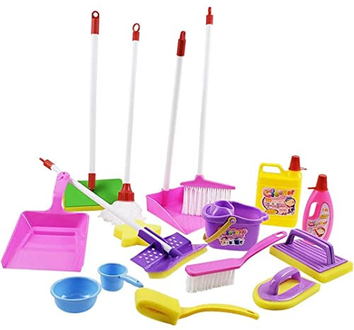 Kinderreinigung Spielzeug Haushaltsreinigungswerkzeuge, Reinigungswerkzeuge Sprühbesen -Mop -Staubpfanne für Kinder 3 4 5 6 Kinder Ostern Geschenke.