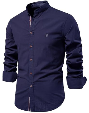 Btmpmcs Långärmad herrskjorta enkel stretch linne skjorta klassisk arbetsklänning skjorta vardaglig icke-järn affärs formell skjorta smart button-down skjorta bröllopsfest skjorta för våren och