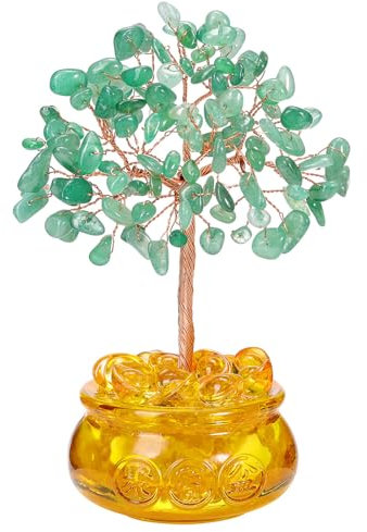Jovivi Green Aventurine Crystal Tree Healing Crystal Tree of life Spiritual Gifts for Women,Pink Crystals Stones Gem Money Tree For Good Luck Wealth Prosperity,home office desk Feng Shui Decor
