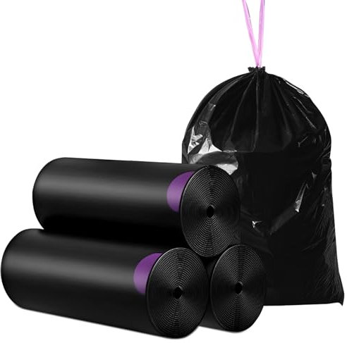 MIVIDE 261 bolsas de basura con cordón, 25 l-35 l, negras, resistentes a desgarros, bolsas de basura para casa, jardín, industria, gastronomía, 55 x 59 cm (9 rollos)