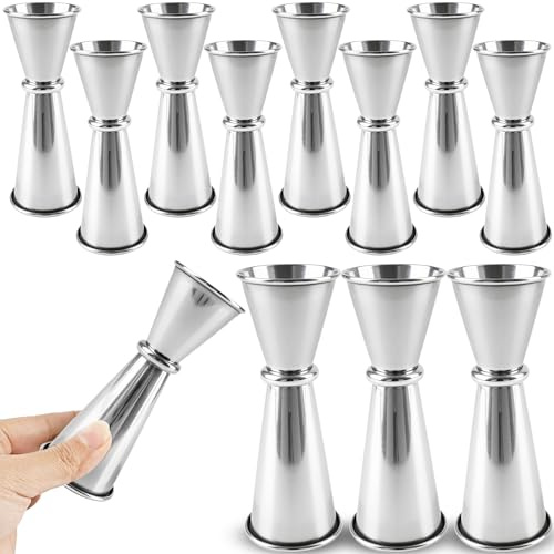 12 Pcs Jigger for Bartending 2 oz 1 oz 304 Stainless Steel Shot Measuring Cup Double Japanese Cocktail Shot Jigger for Bartender Bar Supplies Drink Liquor Kitchen