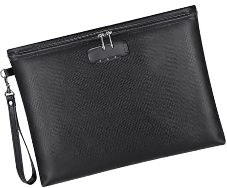 Large Capacity Document Case File Bag with Code Temperature Resistant Cash Protective Money Zippered Legal Size Paper