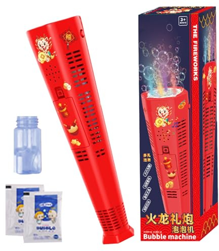 Macchina per bolle di fuochi d'artificio - Macchinaa per bollee automatica a 20 fori Snake Year, giocattolo luminoso e sonoro simulato di fuochi d'artificio | Machina per Bole Festive per Feste di Com