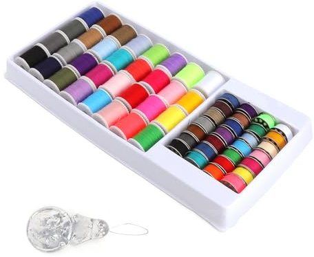 XRVRILE 60 Colori Filo per Macchina da Cucire, Poliestere Filo per Cucire con Infilatore, Resistente Allo Strappo Cucito per Cuciture a Mano e a Macchina