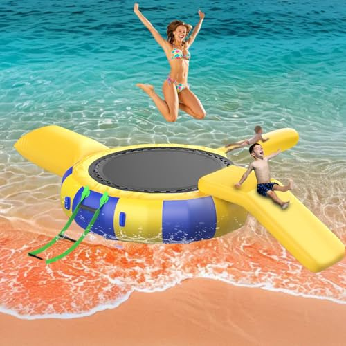 Xscxliny 10ft/3m,Inflatable Lake Trampoline, 10-Foot Floating Lake Trampoline, Suitable for Adults, Portable Water Jumping and Swimming Platform for Lakes and Swimming Pools, with Rope Ladder.