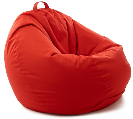 Avalon - Puff Poltrona Sacco Gigante XXL SOFTY 90×90×H90cm Sfoderabile, Pouf Sacco di Qualità Sartoriale, Bean Bag per Sedersi Ergonomico, Tessuto Antistrappo Impermeabile, Made in Italy(Rosso)