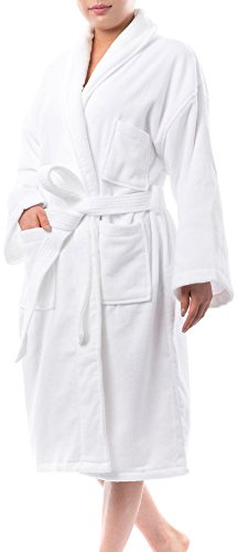 alpine swiss Blair Womens Cotton Terry Cloth Bathrobe Shawl Collar Velour Spa Robe,White,Small / Medium