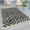 Paco Home Moderner Outdoor Teppich Geometrisches Rauten-Muster im Vintage-Look Flachgewebe Wetterfest & Pflegeleicht für Garten, Terrasse & Balkon, Grösse:120x170 cm, Farbe:Schwarz Weiß