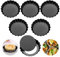 ZITFRI 6 Pezzi Stampo Crostata con Fondo Amovibile Teglia Crostata Antiaderente 10cm Stampo per Crostata Mini Formine per Quiche Stampi per Crostatine Monoporzione in Acciaio al Carbonio