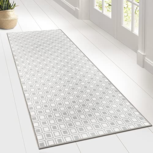 Teppichläufer Bray | Feinschlingen-Teppich mit Muster | Läufer für Küche, Flur & Wohnraum | Rutschhemmende Rückseite (80 x 300 cm)