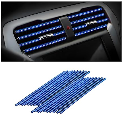 CGEAMDY 20 pezzi Strisce Decorative per Auto Aria Condizionata, Accessori per L'Interno Dell'Auto, Striscia Decorativa Multicolore per la Maggior Parte Delle Bocchette D'Aria (Blu Ghiaccio)