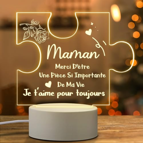 Coldbling Cadeau Fete des Meres, Idee Cadeau Maman Anniversaire Fête des Mères Noel Original Utile, Lampe Cadeaux Anniversaire pour Maman Mere Femme Personnalisé Veilleuse en Acrylique