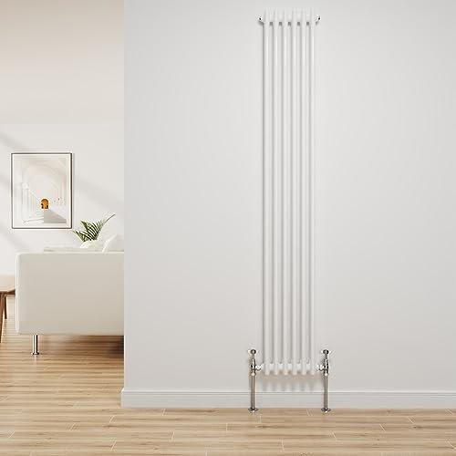 NRG Traditional Radiator Gloss White Cast Iron 2 Column Vertical Central Heating Bathroom Radiators 1800x290mm