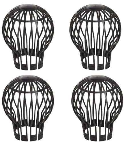 OrionMart Plastic Gutter Guards Downpipe Adjustable Black Filters - 4 Pcs Flexible Protectors Drainpipe Covers to Stops Leaves Debris Moss Mud - Prevent Drain Blockages
