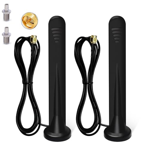2 X 5G 4G Antena WiFi Exterior,Omnidireccional 600-6000 MHz Amplificador Señal Interior/Exterior Ganancia hasta 15DBI MIMO Antena Conector SMA con Adaptador TS9 Base Magnética,3G/4G/5G/GSM/GPRS-1.5M