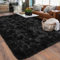 BSGIFT Flauschiger Hochflor Teppich 200x300 - Teppich rutschfest für Wohnzimmer Schlafzimmer Kinderzimmer - Modern Wohnzimmerteppich Bettvorleger, Shaggy Langflor Fellteppich Schwarz