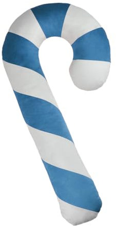 Decordruk Kissen Zuckerstange XXL Weihnachtskissen Dekoratives Kopfkissen Zuckerstangen-Plüsch-Überwurfkissen - zum Weihnachten - Hypoallergene Füllung – Maschinenwaschbar - Blau - 75x40 cm