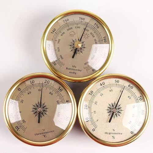 Barometro, termometro, igrometro, set di 3 stazioni meteorologiche analogiche da appendere alla parete, diametro 72 mm, manometro barometrico, barometro da pesca, per casa, parete, pesca, barca,