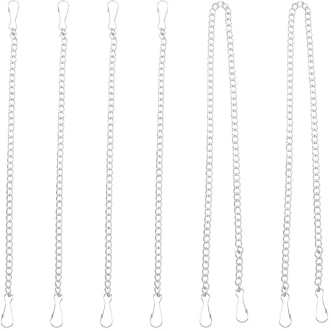 Aiyraa NUOBESTY Lot de 6 chaînes de suspension avec crochets argentés pour attrape-soleil, lanternes, carillons éoliens, chaînes de suspension avec clips à pression, chaîne de suspension pour pot de