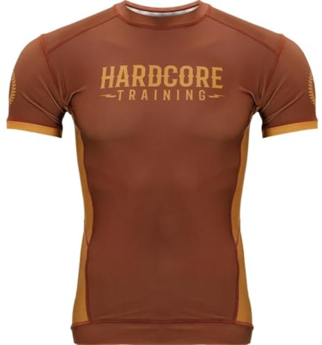 Hardcore Training Neocamp Rash Guard Men's Camisa de Compresión Hombre MMA BJJ Boxeo Fitness Grappling No Gi (FR/ES, Letras, M, Regular, Regular, Brown)
