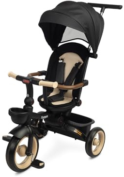 TOYZ - Tricycle Évolutif pour Enfants Saber - Vélo à 3 Roues pour Garçons et Filles - Tricycle avec Canne Parentale - Vélo Enfant avec Dossier et Ceinture de Sécurité - 51x104x101 cm - Beige