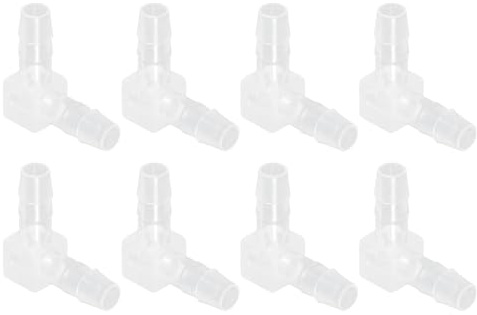 QUARKZMAN Raccord À Manchon 3/16, 8 Pièces Égal Manchonné Coude À 90 Degrés en Forme De L 2 Voies Joint en Plastique Raccorder Adaptateur Union pour Tuyau Ligne d'air Gaz Liquide Maison