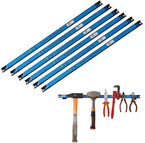 6 strisce magnetiche per utensili in metallo, lunghezza 60 cm, colore nero, con fori di fissaggio, viti e tasselli inclusi per cacciaviti, pinze, trapani e molto altro ancora