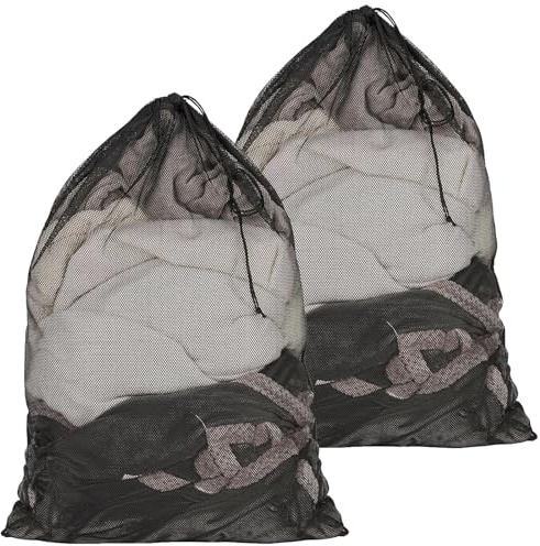 Bangbobi Sacco per Biancheria Grande Formato, 2 Pezzi, Sacco per Biancheria, Grande Rete per Biancheria da Letto (Nero, Poliestere, 76 x 100 cm)