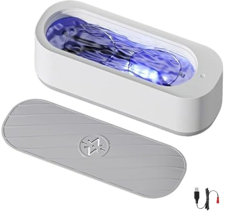 Opticlear Ultraschall Zur Reinigung Von Brillen,brillenputzgerät,Ultraschallbrillenreiniger Mit Lila Lichtwellenbestrahlung, Hochfrequenz-Vibrationsreinigung Und 360° Schmutzindring-A