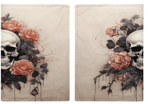 Antico Teschio E Fiori Porta Passaporto per Viaggio PU Pelle Passaporto Copertura Del Raccoglitore Impermeabile Protezione Passaporto