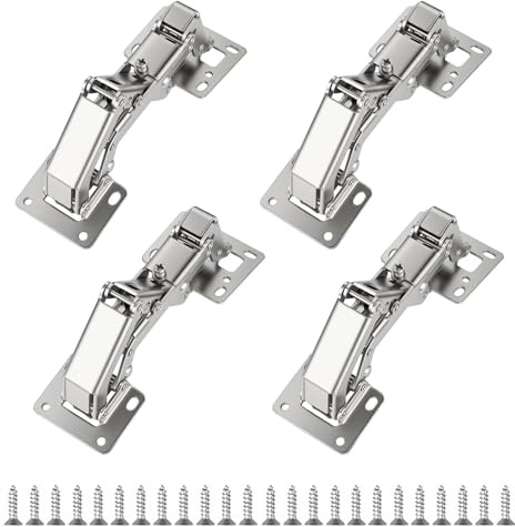 NUTKIT 4pcs 170° Grado Bisagras Automática,Con Tornillos | Bisagra Oculta de Montaje Rápido con Cierre Suave,para Puerta de Empotrado Mueble Armario de Cocina