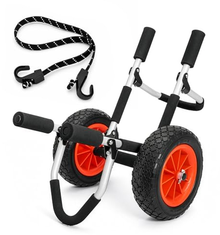SUNNYNEST Upgraded Foldable Kayak Trolley Cart with No-Flat Airless Tires, Heavy Duty Aluminum Canoe Cart Carrier for Kayak Canoe SUP Paddle Board Boat Transport, 100kg Capacity Portable Boat Trailer
