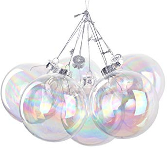 Christbaumkugeln aus Glas, schillernd, rund, 8 cm, 6 Stück