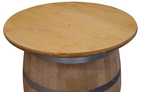 Tischplatte aus Holz für Weinfass Stehtisch D80 oder D100 cm - Eichenlasur (D80 cm mit Vorbohrung Ink. Schrauben)