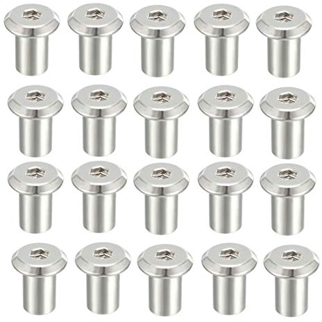 sourcing map M6x12mm Rivet Hexagonal Prise Tête Insert écrou Fermeture à Vis Nickel Plaqué 20pcs
