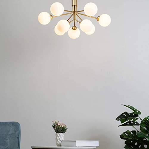 KOSILUM - Lampadario elegante dorato a 9 palle, luce bianca calda, illuminazione soggiorno, camera da letto, cucina, corridoio, 9 x max 5 W, 300 lm x 9 G9 IP20