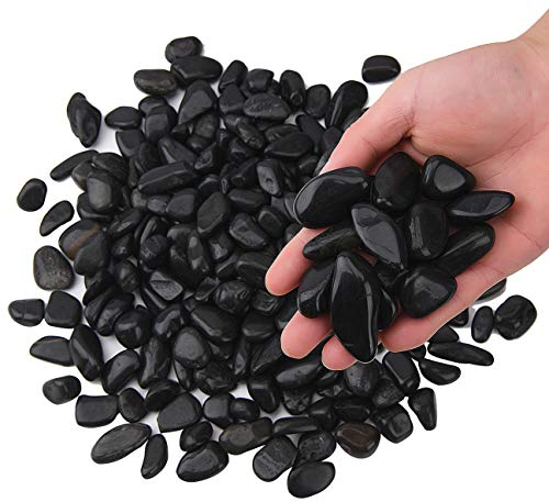 Hisredsun Pierres décoratives noires de 1,8 kg, galets polis naturels de 1 à 2,5 cm pour pots de fleurs, roches de rivière pour l'aménagement paysager, remplissage de vases, plantes grasses